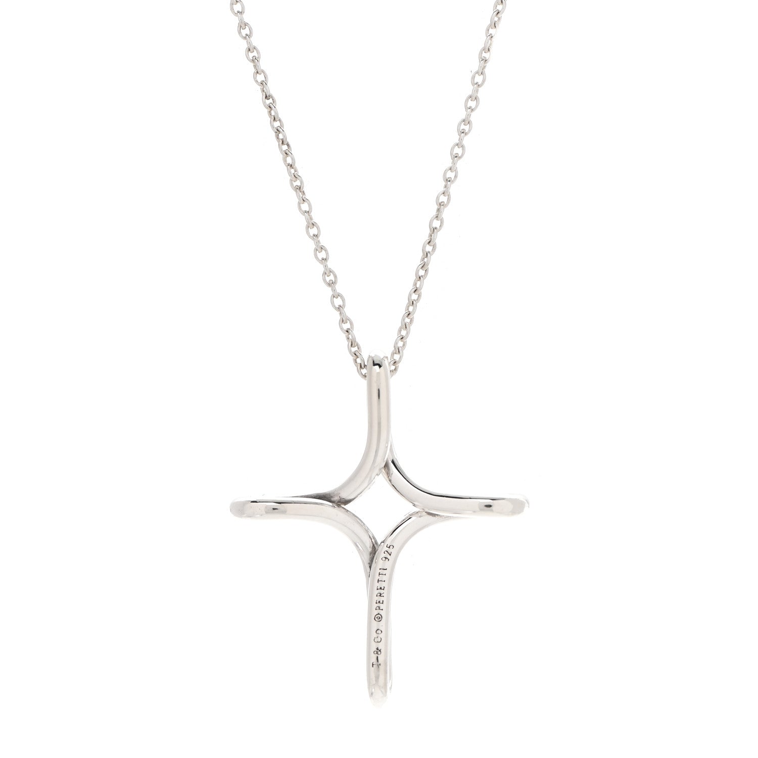 Tiffany Sterling Silver Elsa Peretti Infinity Cross Pendant Necklace 4 of 6
