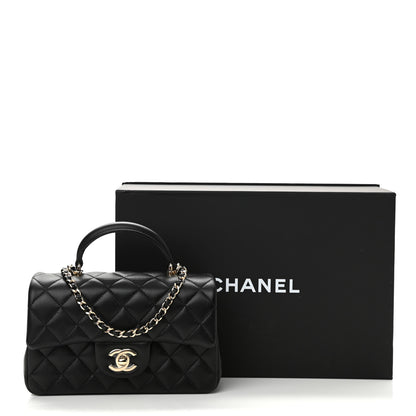 Chanel Lambskin Quilted Mini Top Handle Rectangular Flap Black 11 of 11