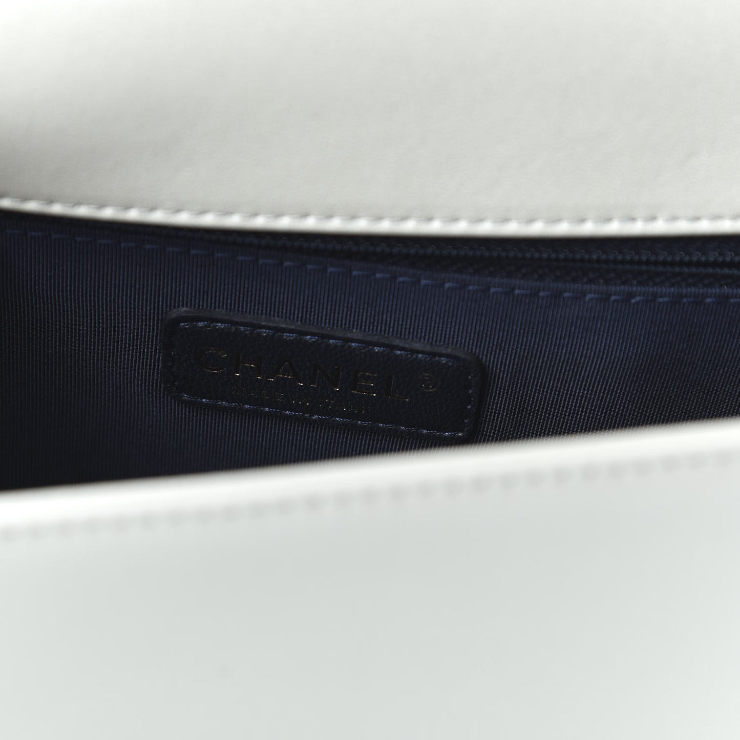 Lambskin Embossed New Medium Boy Cube Flap White