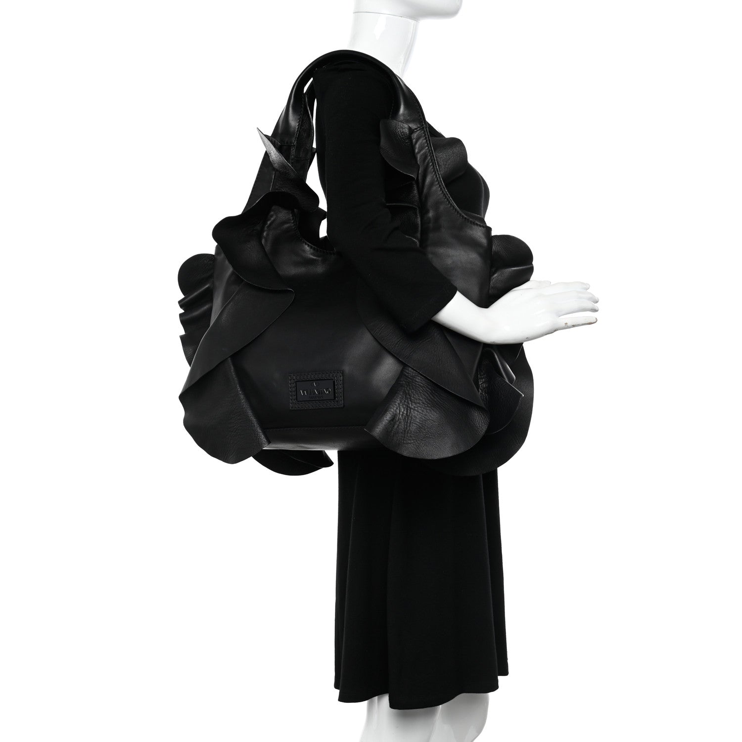 Valentino Garavani Nappa Ruffled Hobo Black 2 of 12