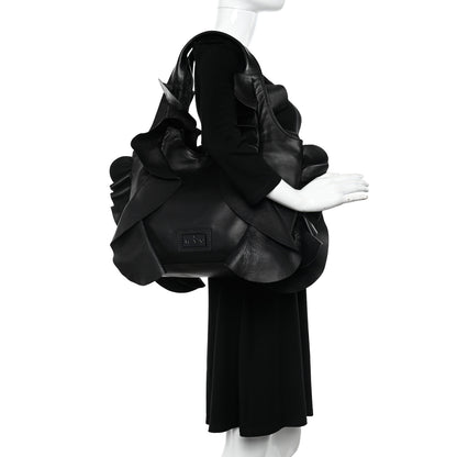 Valentino Garavani Nappa Ruffled Hobo Black 2 of 12