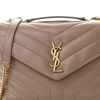 Saint Laurent Calfskin Y Quilted Monogram Small Loulou Chain Satchel Taupe 8 of 12