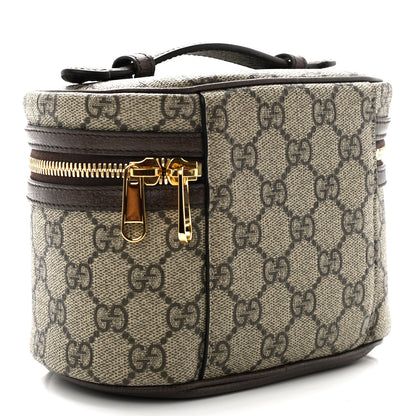 Gucci GG Supreme Monogram Textured Calfskin Web Ophidia Vanity Cosmetic Case Beige Ebony New Acero 3 of 8