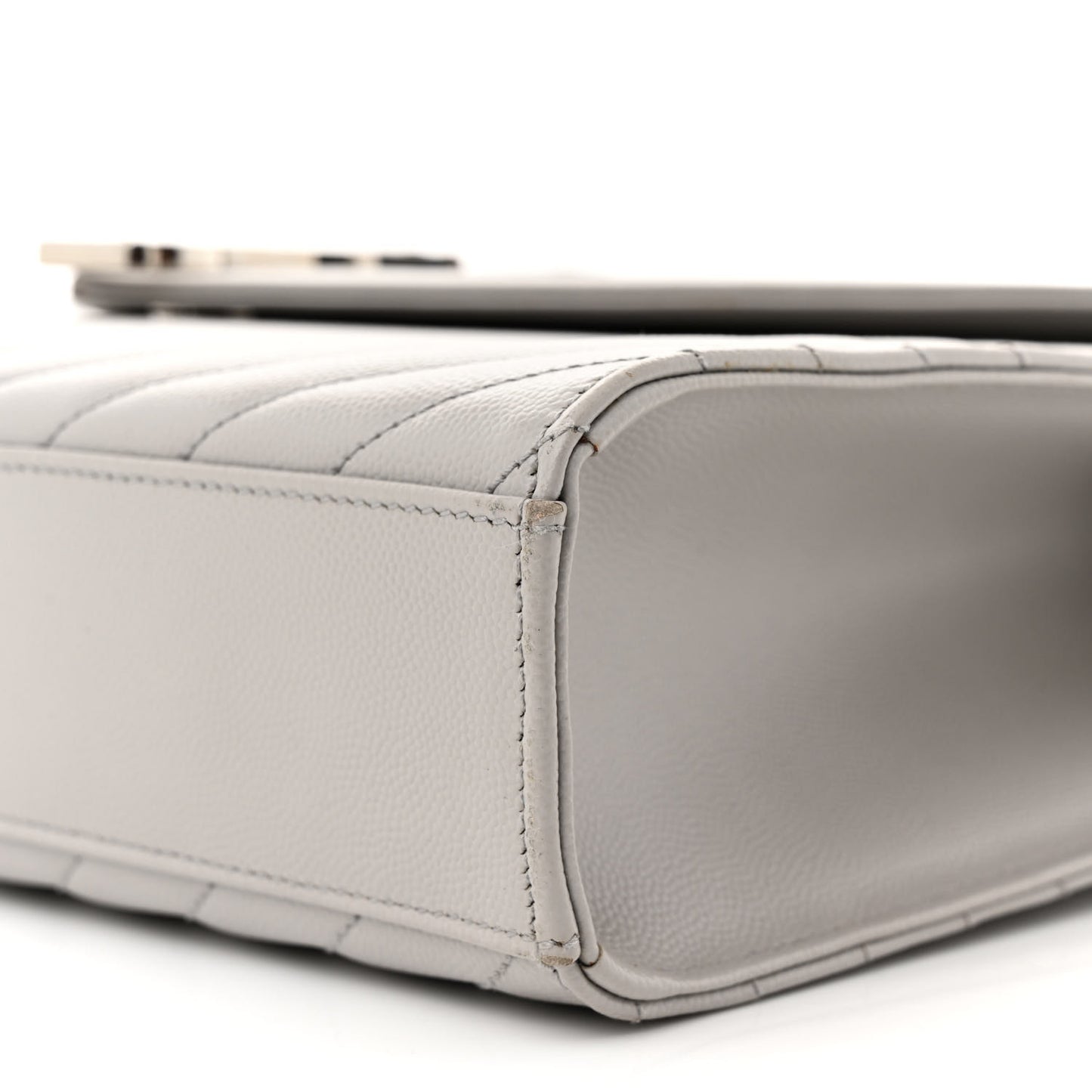 Grain De Poudre Matelasse Chevron Large Monogram Satchel Light Grey