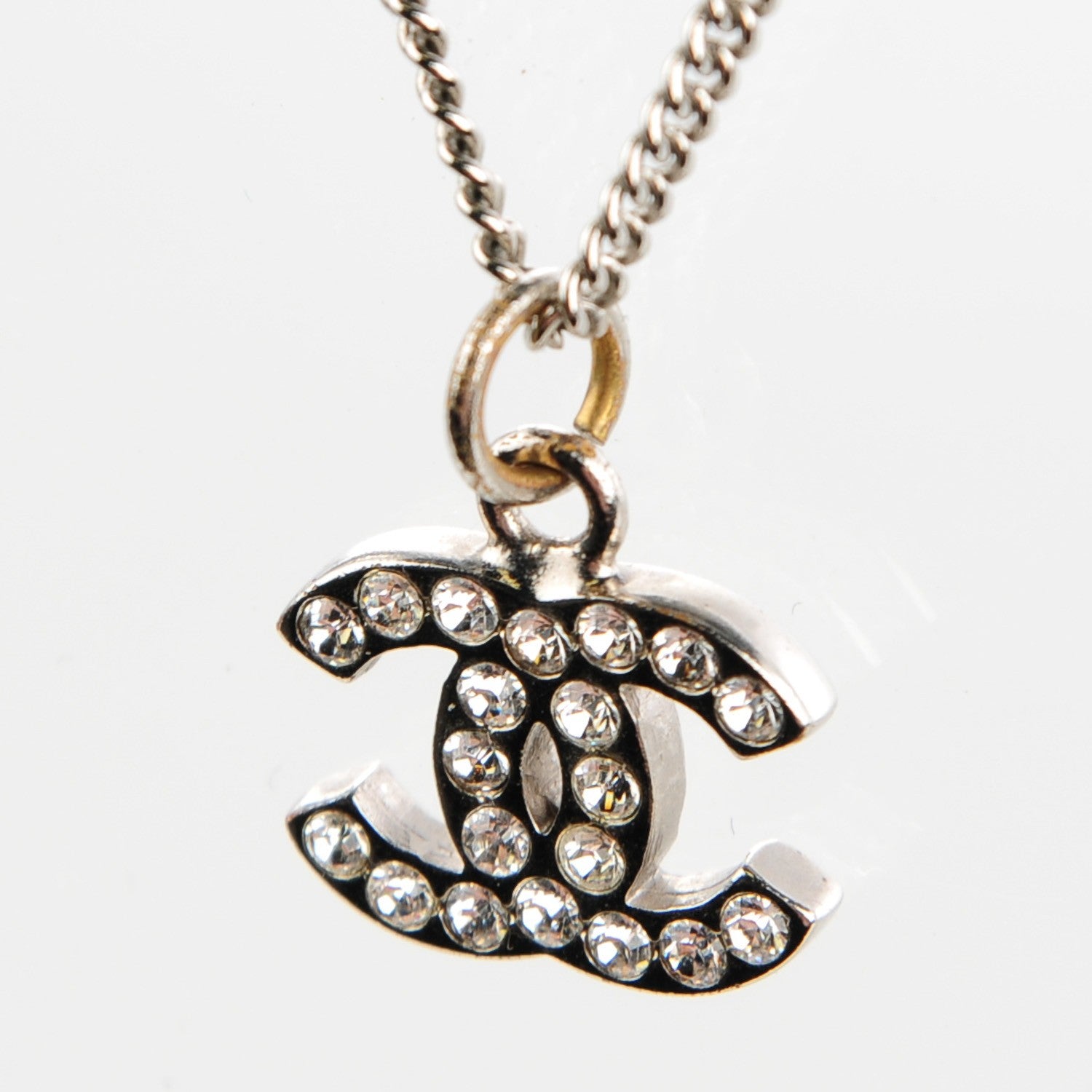 Chanel Crystal Timeless CC Necklace Silver 3 of 6