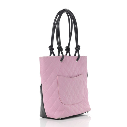 Chanel Calfskin Quilted Medium Cambon Tote Pink Black 3 of 16