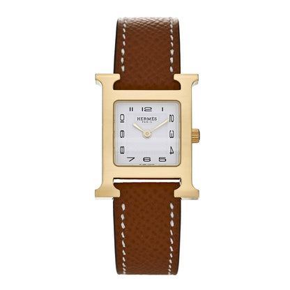 Hermes Stainless Steel Epsom 21mm Heure H Hour Quartz Watch Gold 1 of 5