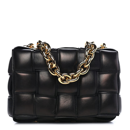 Bottega Veneta Lambskin Maxi Intreccio Padded Chain Cassette Crossbody Bag Black 1 of 8