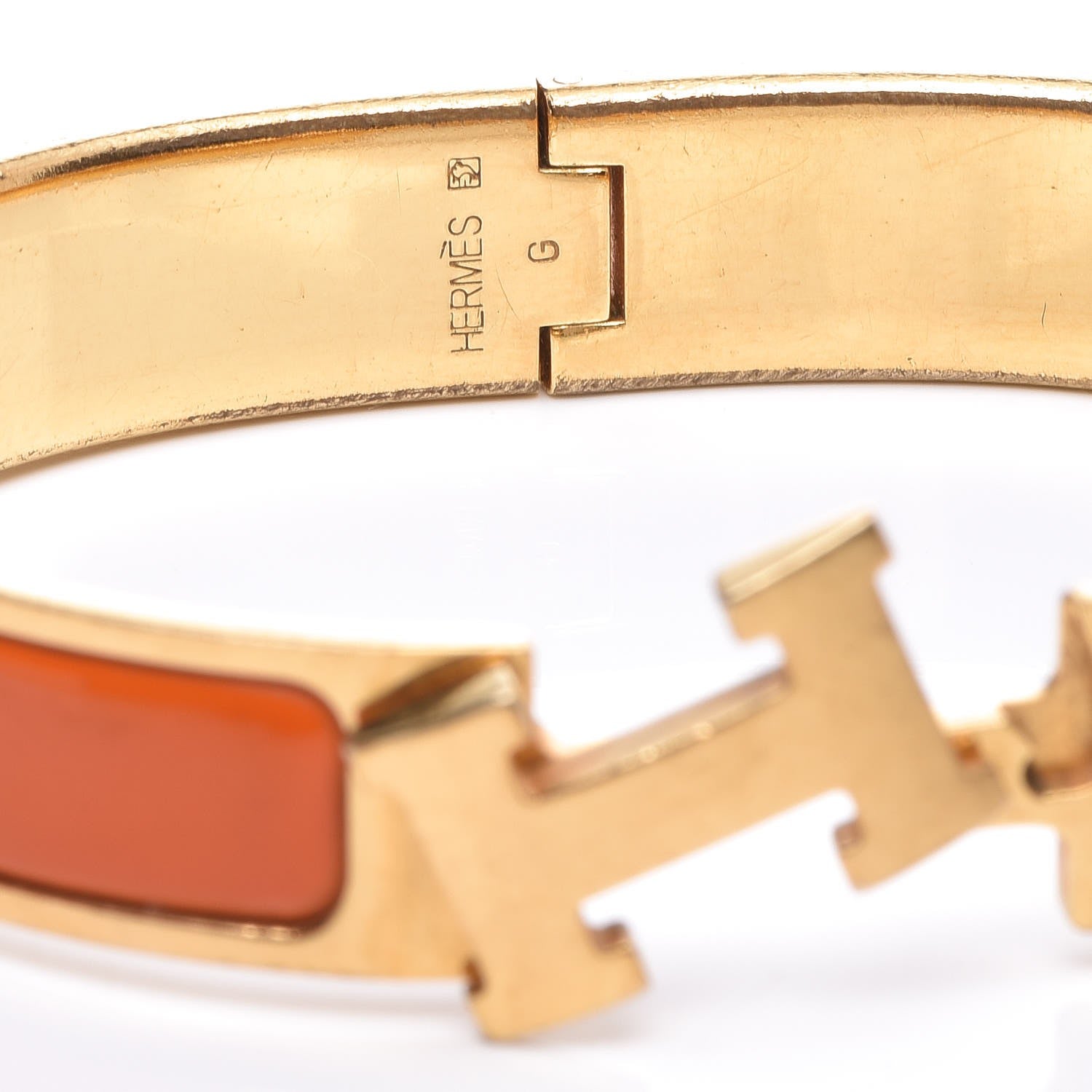 Hermes Enamel Narrow Clic Clac H Bracelet PM Orange 4 of 5