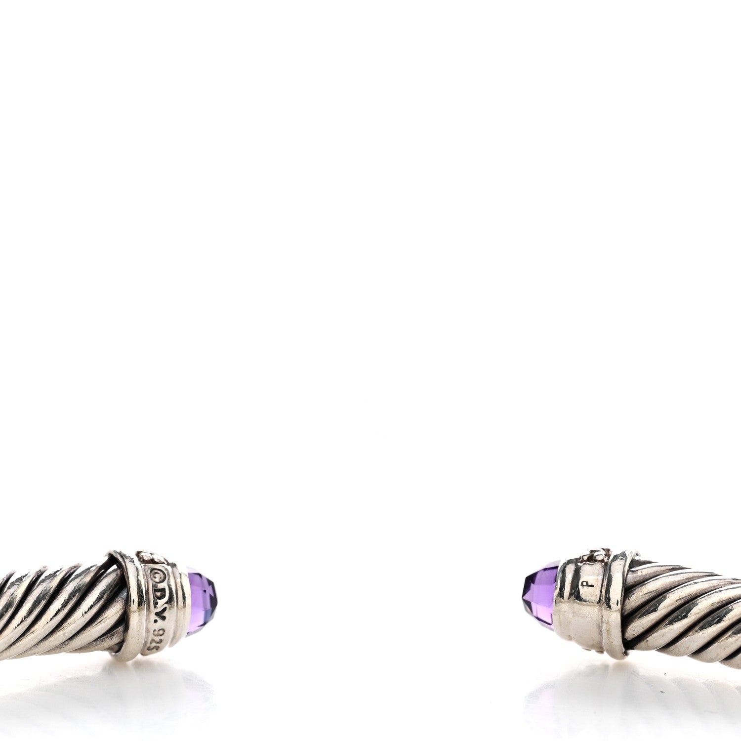 David Yurman Sterling Silver Diamond Amethyst 5mm Cable Classics Bracelet 3 of 3