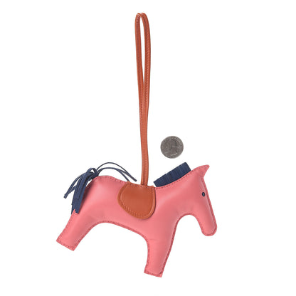 Hermes Milo Lambskin Grigri Rodeo Horse Bag Charm GM Rose Azalee Cornaline Bleu De Malte 2 of 4