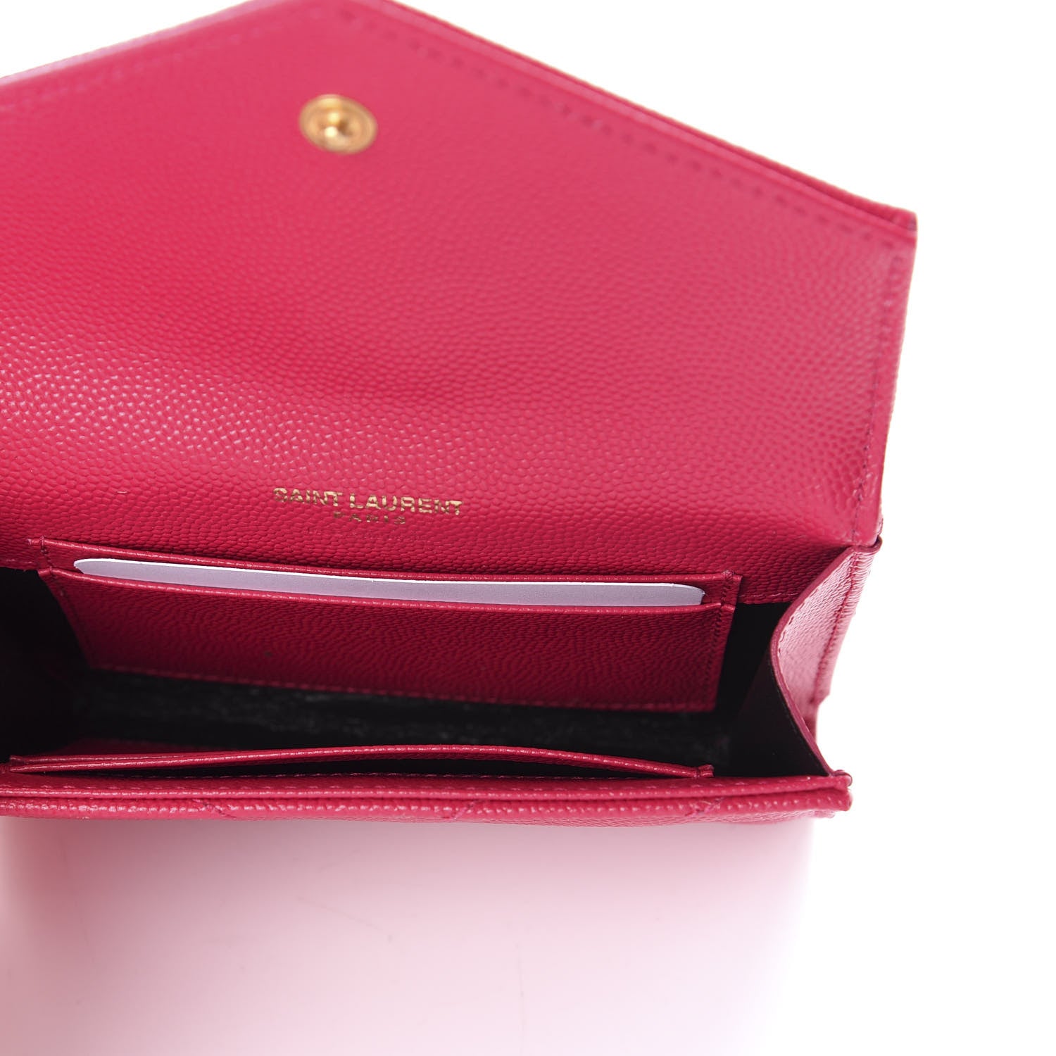 Saint Laurent Grain De Poudre Matelasse Chevron Small Monogram Envelope Wallet Fresh Fuchsia 5 of 6