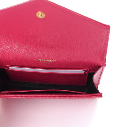Saint Laurent Grain De Poudre Matelasse Chevron Small Monogram Envelope Wallet Fresh Fuchsia 5 of 6