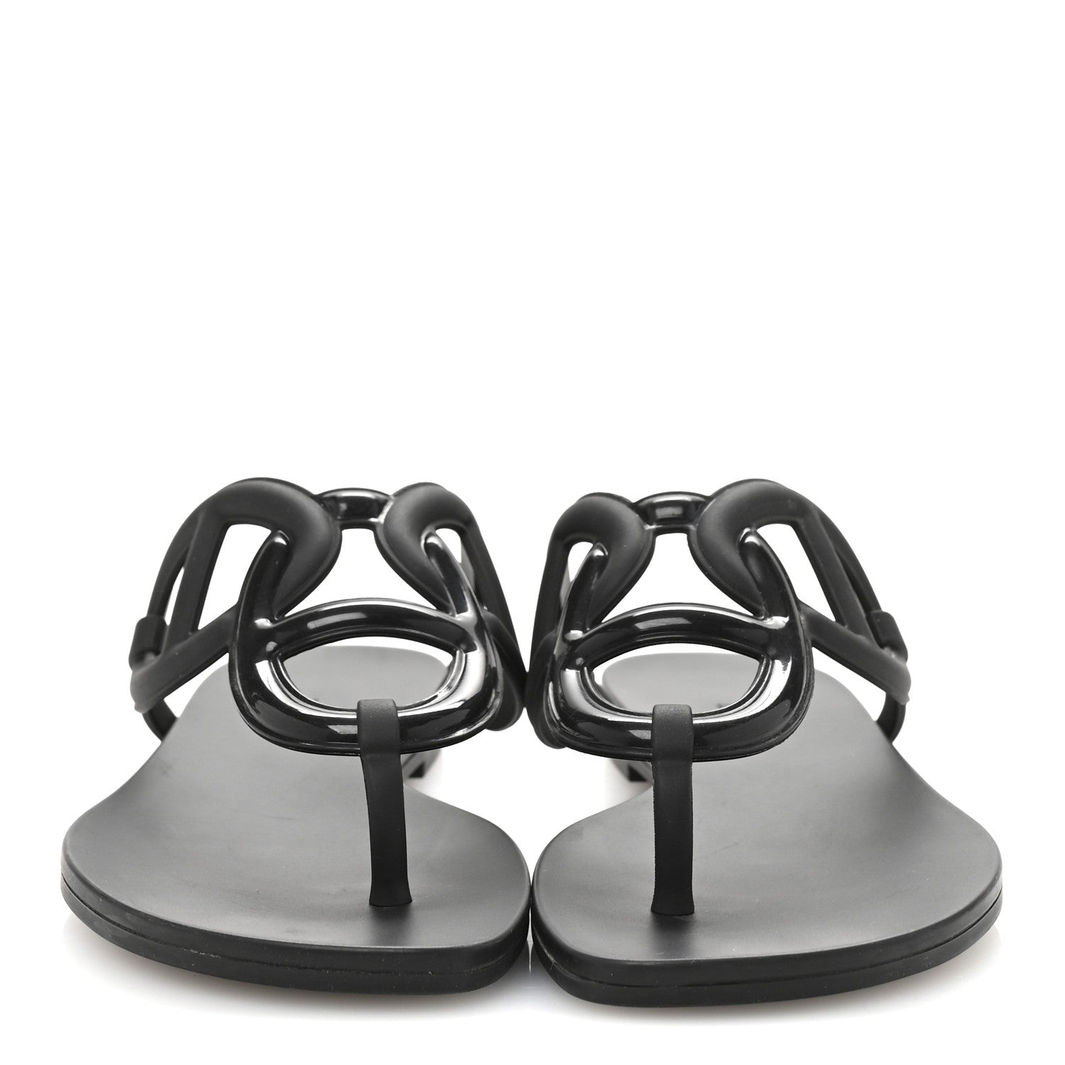 Hermes Rubber Womens Egerie Sandals 36 Black 3 of 10