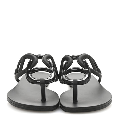 Hermes Rubber Womens Egerie Sandals 36 Black 3 of 10