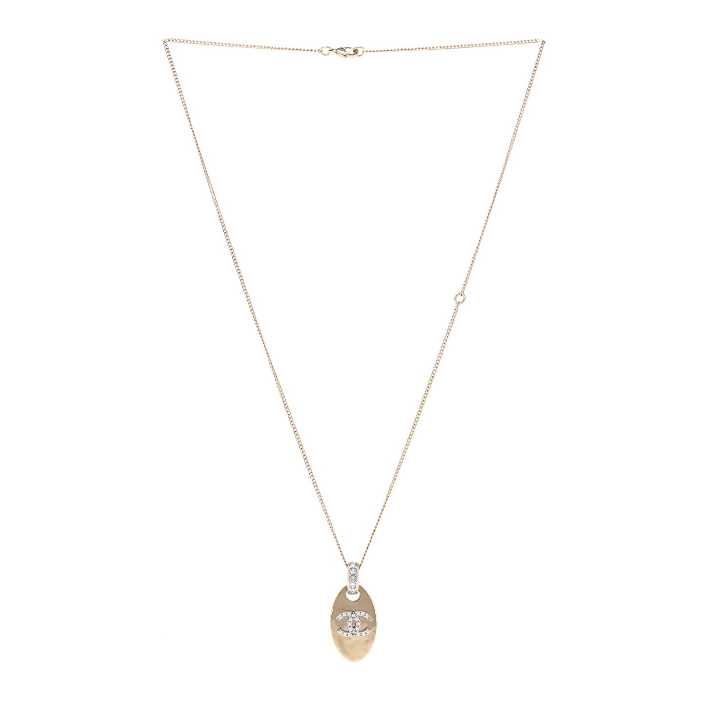 Crystal CC Oval Pendant Necklace Gold Silver