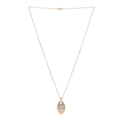 Chanel Crystal CC Oval Pendant Necklace Gold Silver 2 of 4