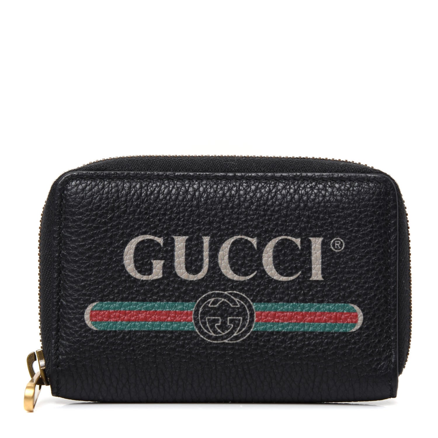 Gucci Calfskin Logo Zip Around Card Case Black 1 of 7