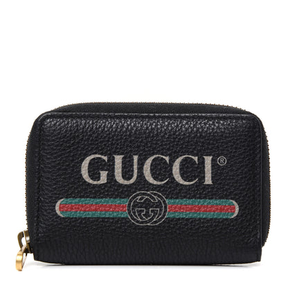 Gucci Calfskin Logo Zip Around Card Case Black 1 of 7