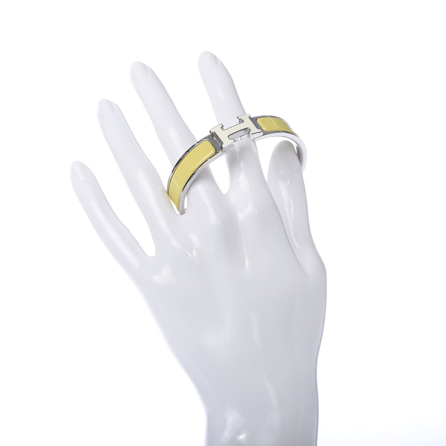 Enamel Narrow Clic Clac H Bracelet PM White Jaune Citron