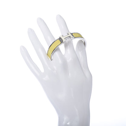 Hermes Enamel Narrow Clic Clac H Bracelet PM White Jaune Citron 2 of 4