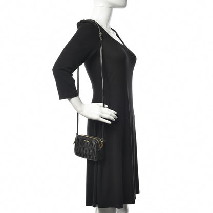 Miu Miu Nappa Matelasse Double Zip Pochette Clutch Black 2 of 11