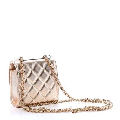 Chanel Metallic Lambskin Quilted Mini Trendy CC Clutch With Chain Gold 3 of 11