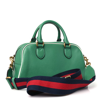 Gucci X ADIDAS Textured Dollar Calfskin Web Trefoil Logo Embossed Mini Bowling Bag New Shamarock Off White 3 of 10