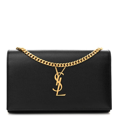 Saint Laurent Grain De Poudre Monogram Chain Wallet Black 1 of 12