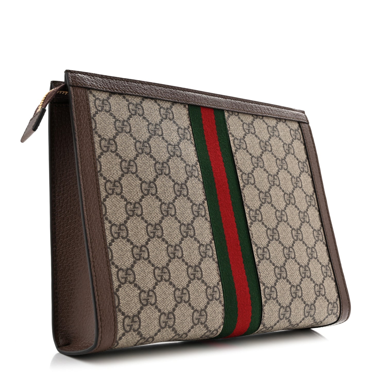 GG Supreme Monogram Web Ophidia Pouch Brown