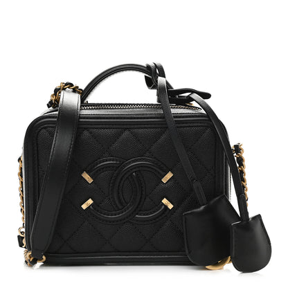 Chanel Caviar Quilted Small CC Filigree Vanity Case Black 1 of 9