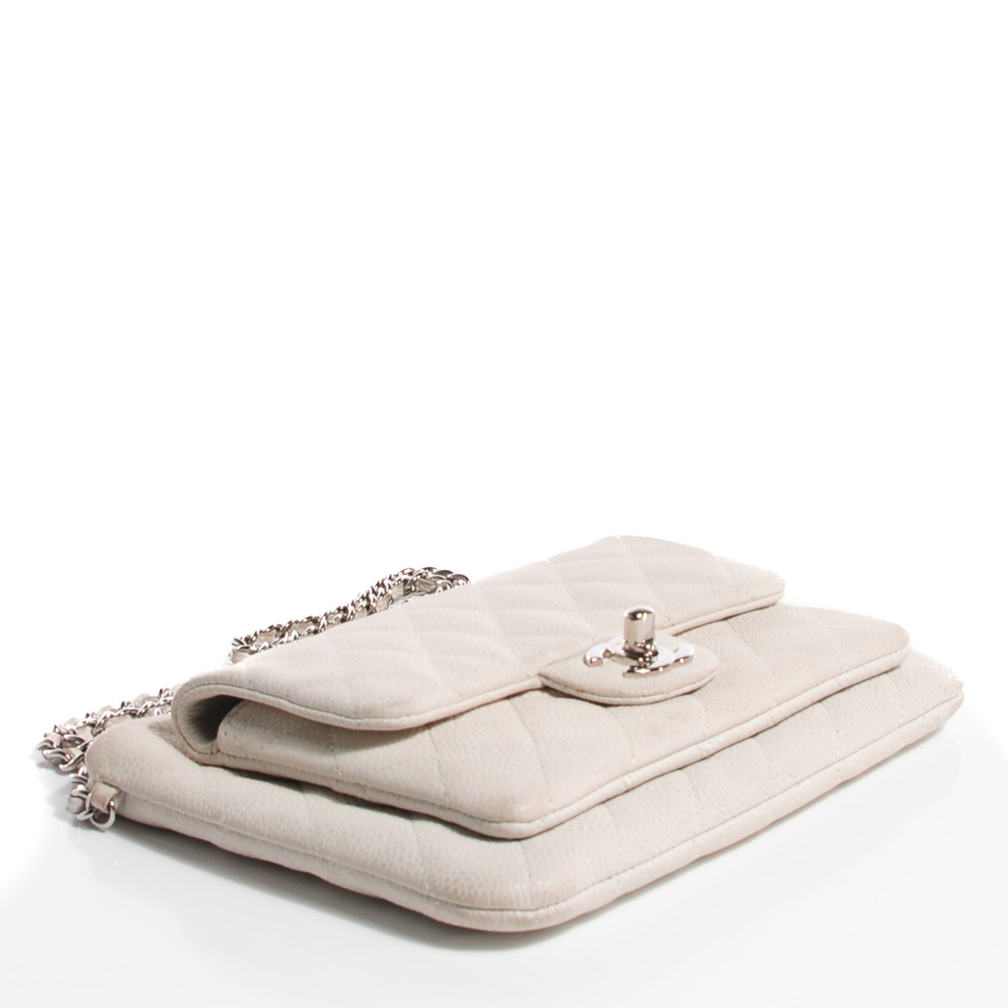 Iridescent Caviar Daily Zip Crossbody White