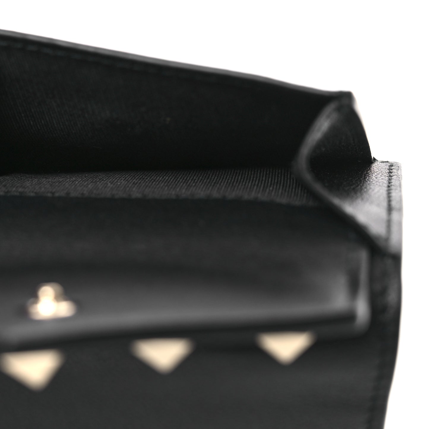 Calfskin Small Rockstud Wallet  Black