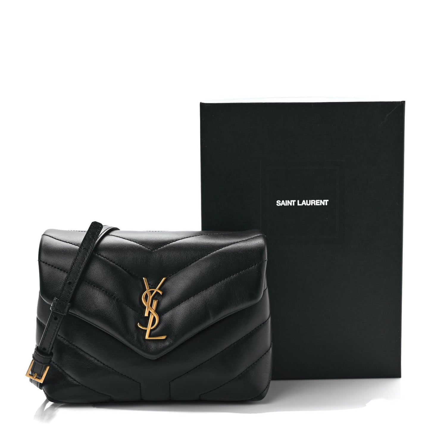Calfskin Y Quilted Monogram Toy Loulou Crossbody Bag Black