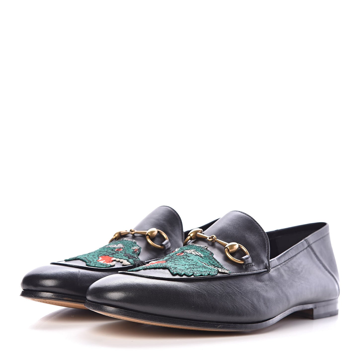 Lambskin Wolf Embroidered Mens Brixton Horsebit Loafers 12 Black