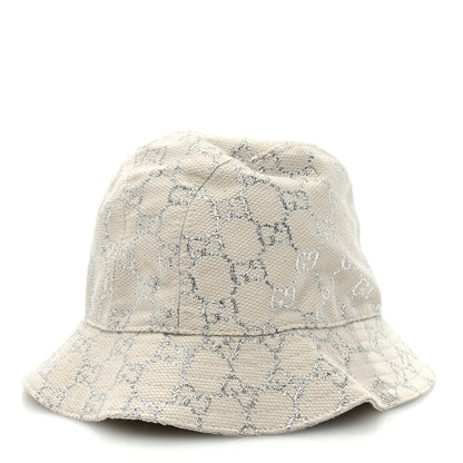 Gucci Canvas Lame GG Monogram Bucket Hat M Silver 1 of 8