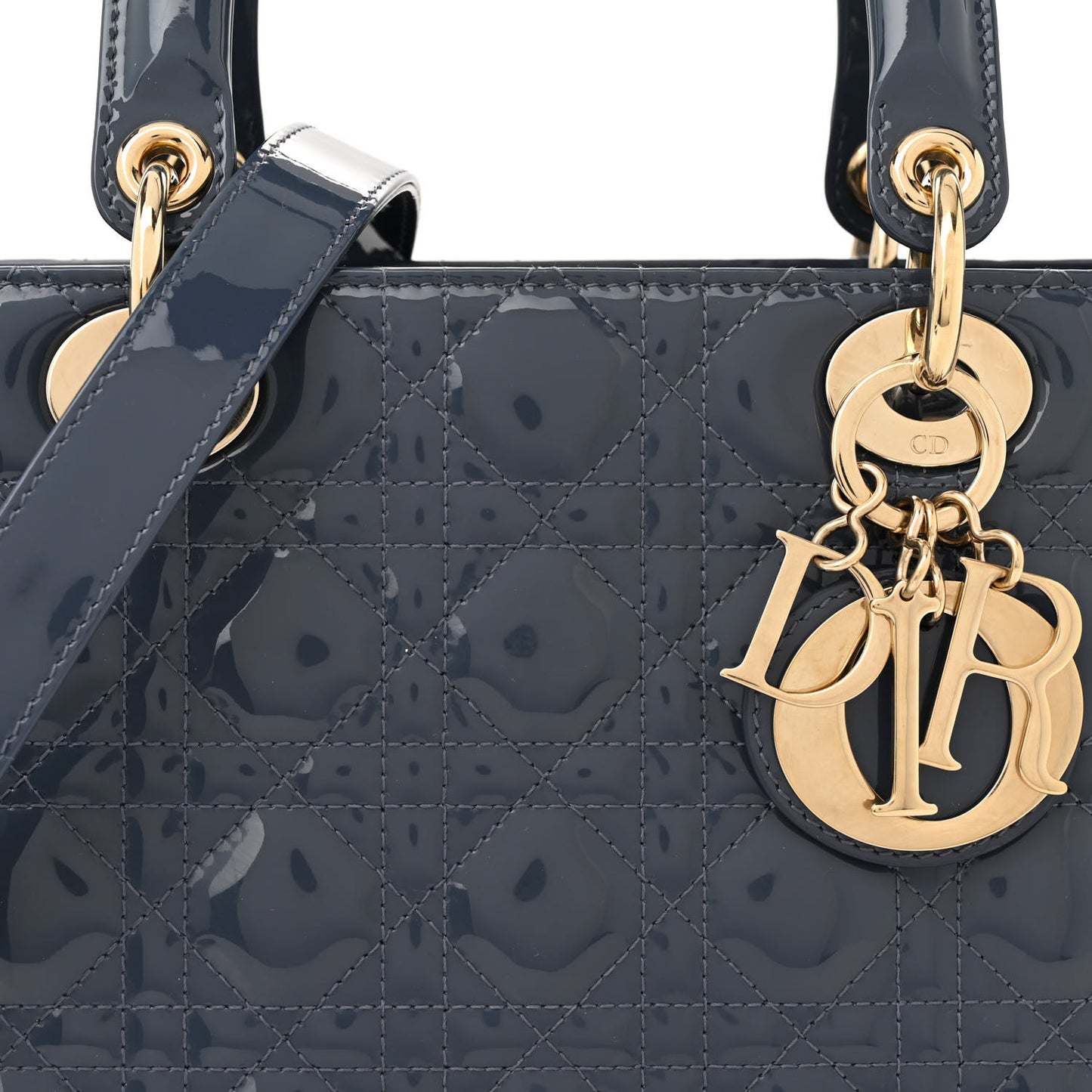 Patent Cannage Medium Lady Dior Cloud Blue