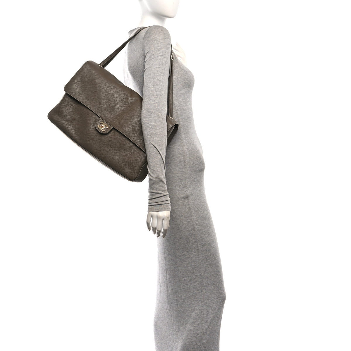 Grained Calfskin Souplissimo Maxi Flap Light Brown