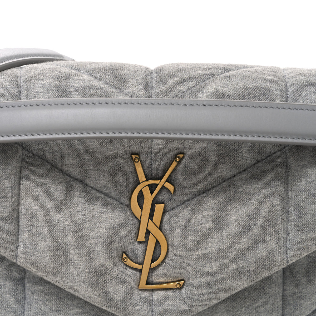 Jersey Quilted Small Loulou Puffer Monogram Chain Satchel Grey Cloud