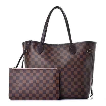 Louis Vuitton Damier Ebene Neo Neverfull MM Rose Ballerine 1 of 8