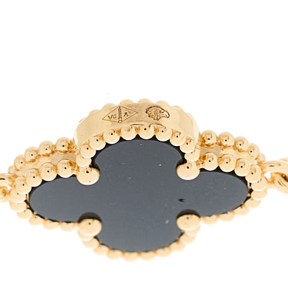 Van Cleef & Arpels VAN CLEEF &amp; ARPELS 18K Yellow Gold Black Onyx 5 Motifs Vintage Alhambra Bracelet 4 of 6