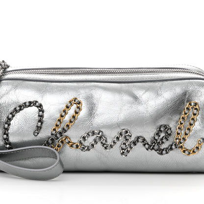 Chanel Metallic Lambskin Signe Bowling Bag Silver 8 of 11