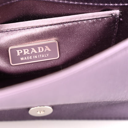 Prada Satin Raso Crystal Embellished Clutch Mirtillo 6 of 13