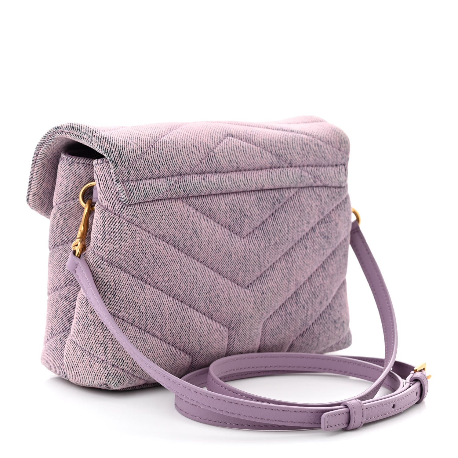 Saint Laurent Denim Y Quilted Monogram Toy Loulou Crossbody Bag Bleached Lilac 3 of 10