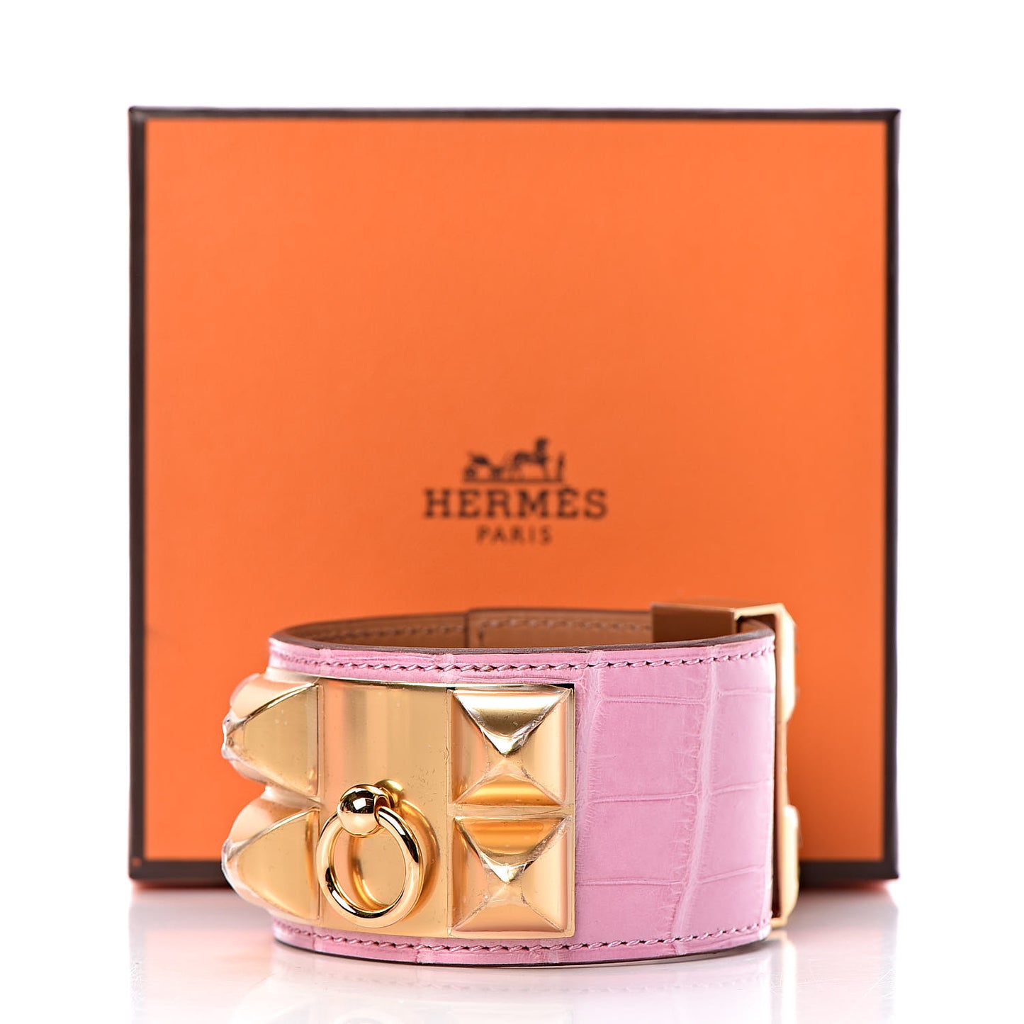 Matte Alligator Collier De Chien CDC Bracelet T2 5P Pink