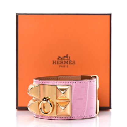 Hermes Matte Alligator Collier De Chien CDC Bracelet T2 5P Pink 6 of 6