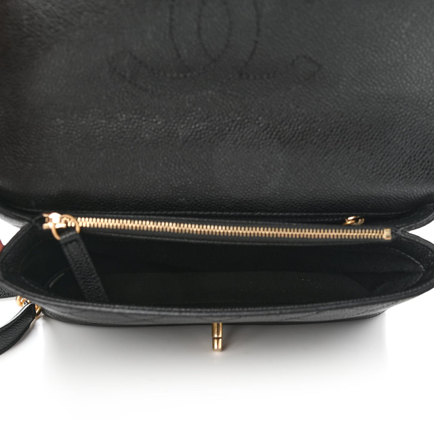 Grained Calfskin Small Stitched Flap Black