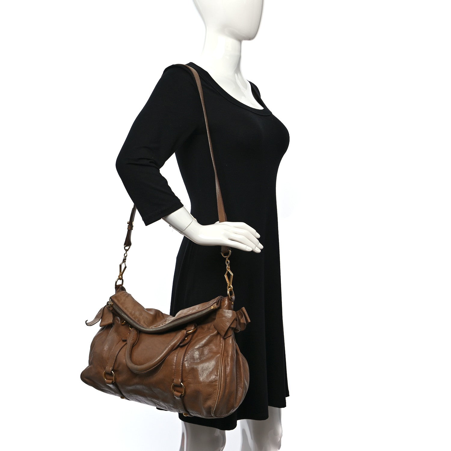 ショルダーバッグ Miu Miu Vitello Lux Ribbon Bag Brown Miu Miu Vitello Lux Bow Bag Brown 1242247 – FASHIONPHILE