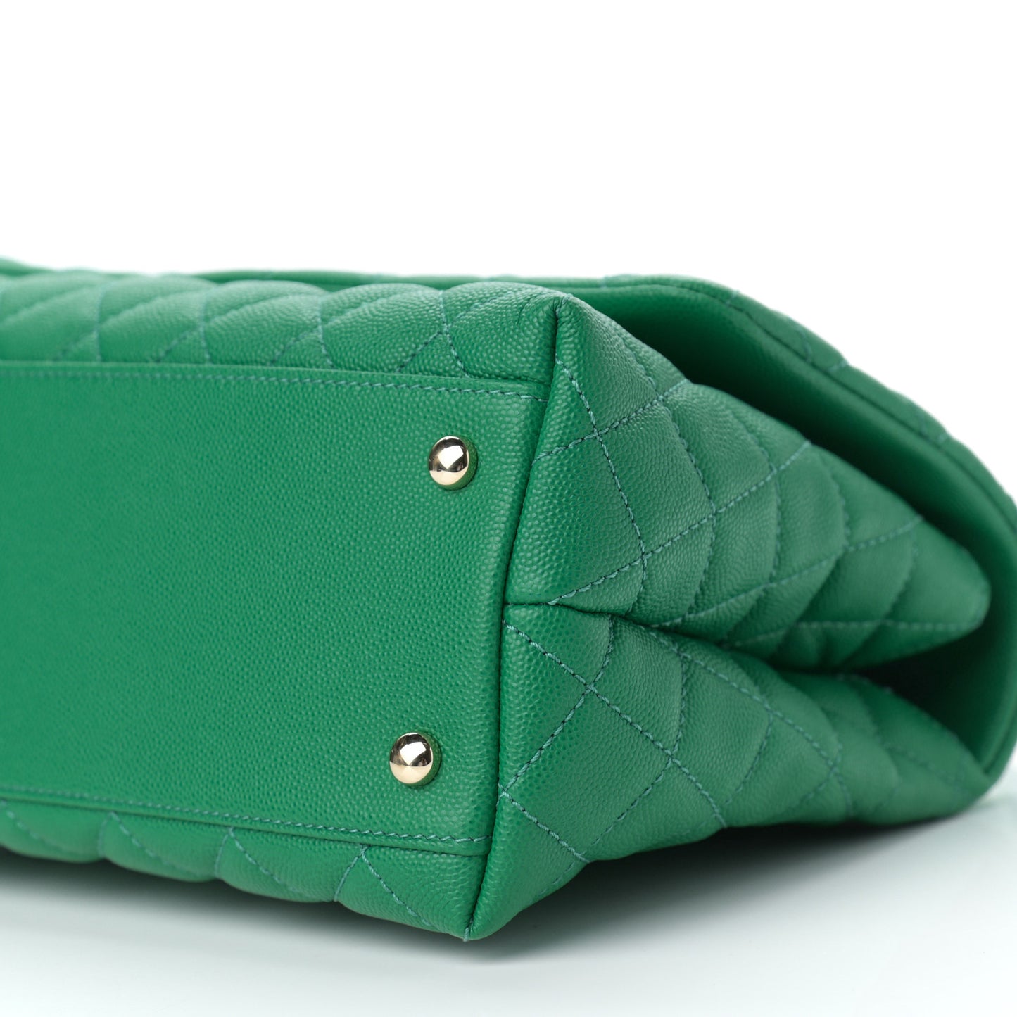 Caviar Quilted Small Coco Handle Flap Green