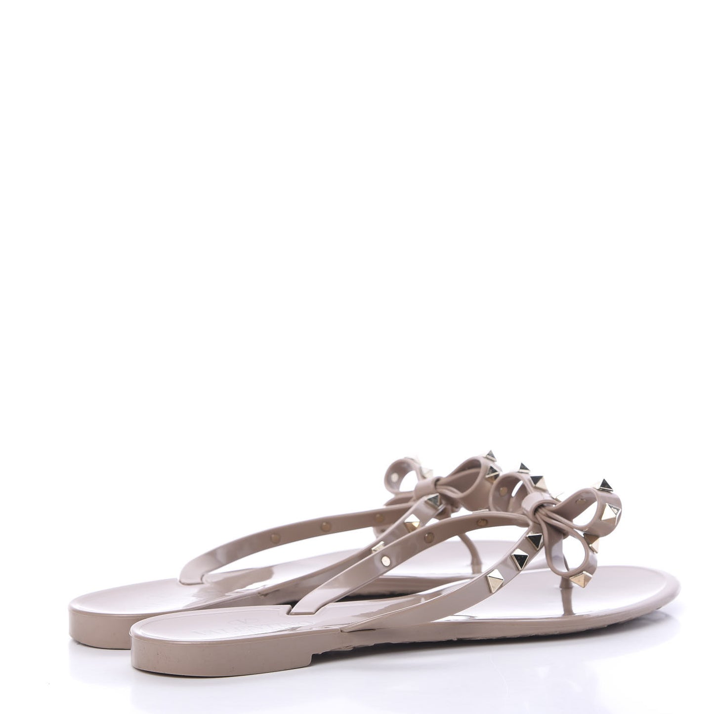 PVC Jelly Rockstud Bow Thong Sandals 41 Poudre